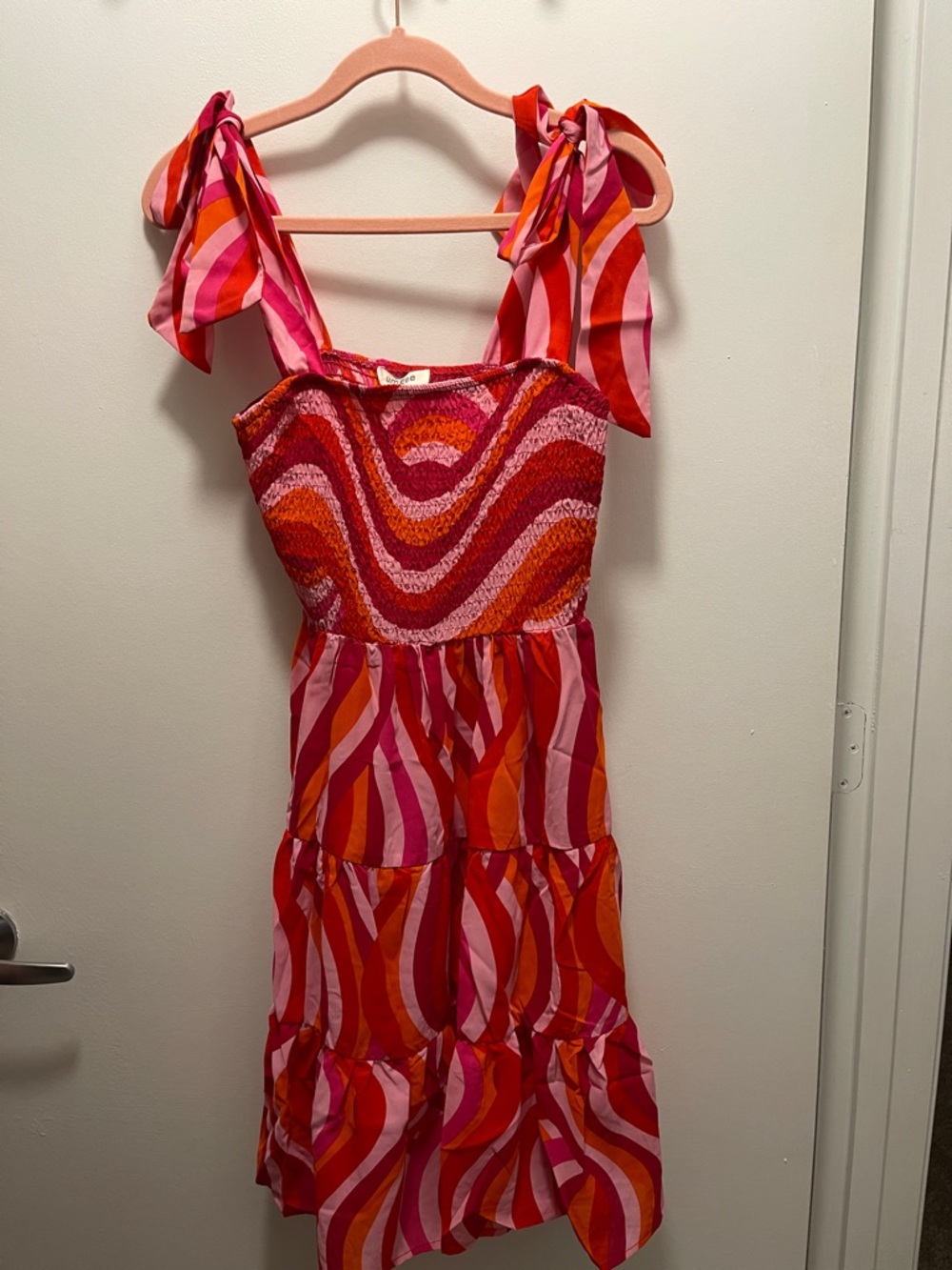 NWT Umgee Retro Swirl Tie Shoulder Midi Dress